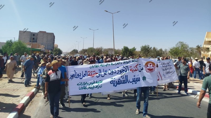 أعوان شركة البيئة والغراسة والبستنة بتطاوين ينفذون يوم غضب بسبب تأخر صرف أجورهم لثلاثة أشهر